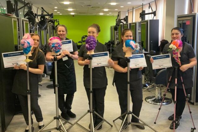Some of the hairdressing students that took part in the pressure test competition