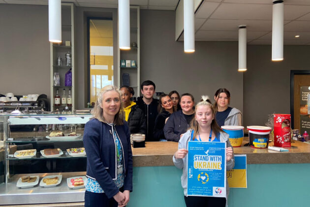 Travel and Tourism students fundraising in support of Ukraine.